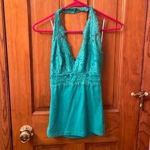 Vintage WET SEAL Teal Lace Halter, Size S